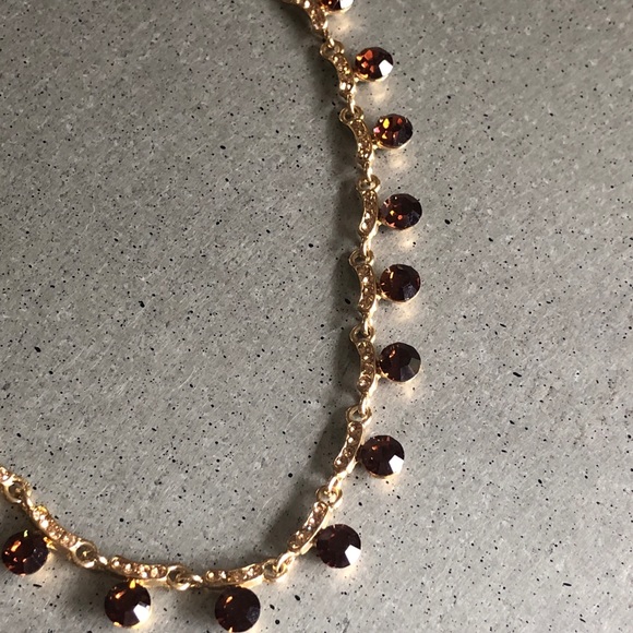 Gold necklace w/ brown diamond like stones-topaz - Picture 4 of 8